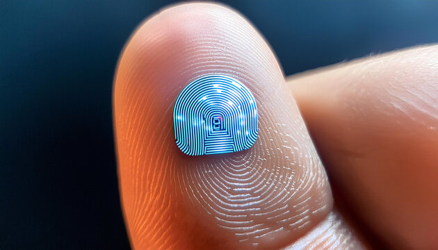  A subdermal RFID chip implant under the skin of a human hand, with a slight bulge visible