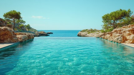 Fototapeta premium Infinity pool nestled in coastal cliffs overlooking the sea