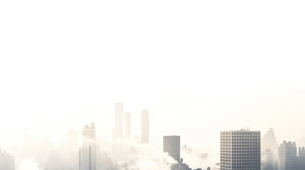 City skyline shrouded in fog, urban landscape, tranquil view, possible use stock photo