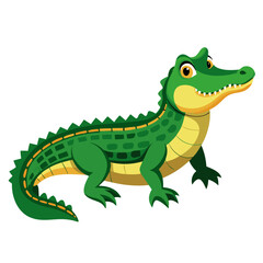 Cartoon alligator with friendly expression - A collection of finance and money-related line icons, including banking, investment, savings, currency, and business symbols for digital use.  
