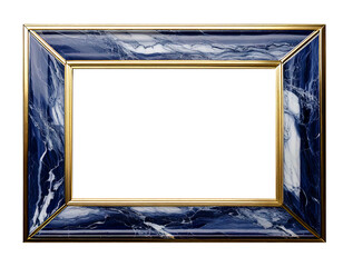 Navy gold Marble frame photo isolated on white, Antique picture frame, vintage frame mockup, picture frame on white	
