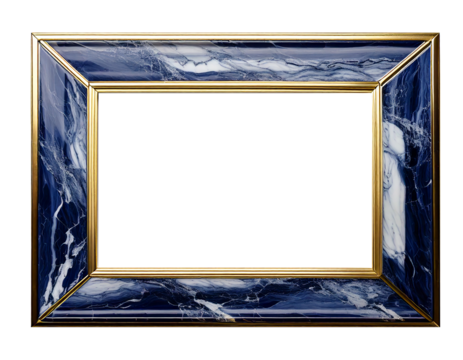 Navy gold Marble frame photo isolated on white, Antique picture frame, vintage frame mockup, picture frame on white	