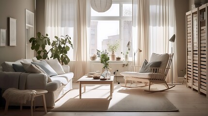Bright airy scandinavian home interior high resolution hd photo