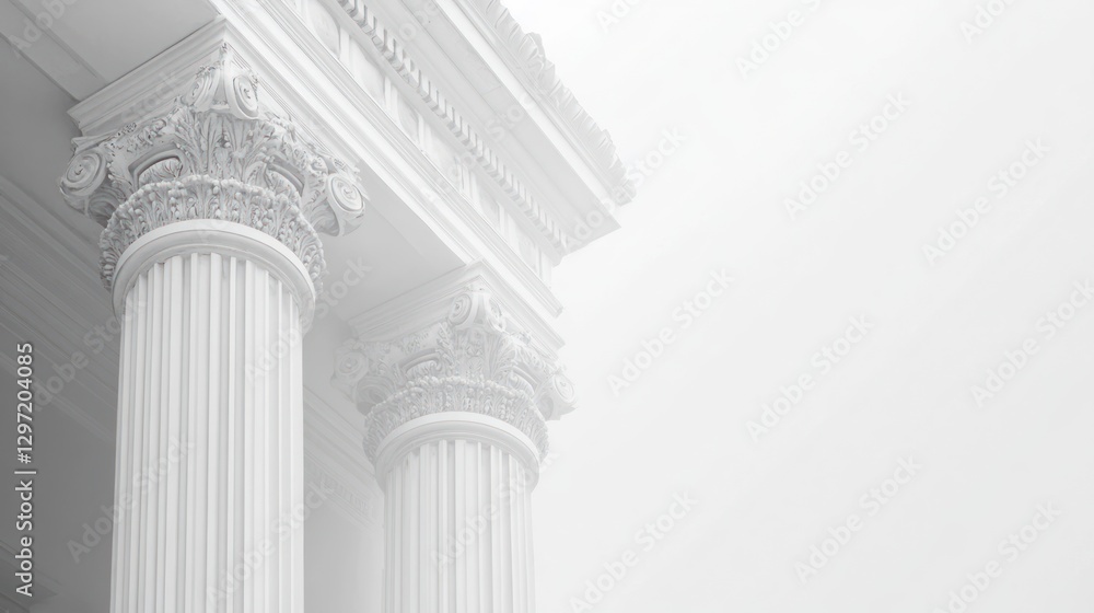 Poster ancient columns in a foggy architectural exterior. possible use stock photo for architectural inspir