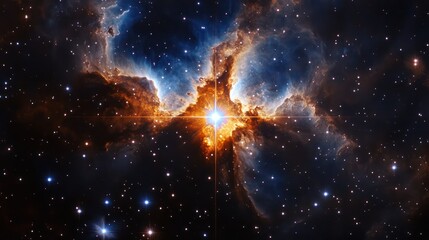 Glowing stellar nebula with stars present in a beautiful space