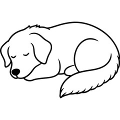 golden retriever dog black line art vector, Simple bold outline Design vector icon with white background. Pet animal vector 