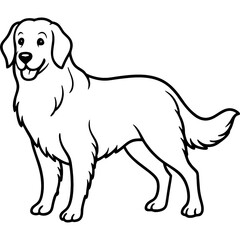 golden retriever dog black line art vector, Simple bold outline Design vector icon with white background. Pet animal vector 