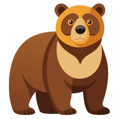 Cartoon brown bear standing in simple design - A friendly cartoon brown bear with a simple and clean design, featuring soft shading and a warm, approachable expression. 