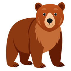 Cartoon brown bear standing in simple design - A friendly cartoon brown bear with a simple and clean design, featuring soft shading and a warm, approachable expression. 