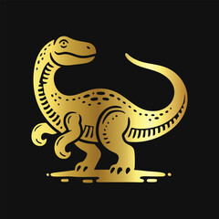 Gold Dinosaur Icon Silhouette
