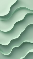 Fototapeta premium Light green smooth waves pattern. Wavy layers texture, abstract surface with rounded shapes.