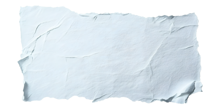 a white piece of paper on an isolated white background