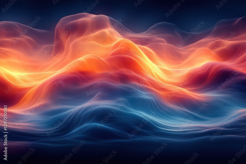 Poster symmetrical waves create a mesmerizing abstract pattern with vibrant color transitions