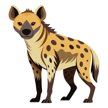 Cartoon Illustration of a Spotted Hyena - Colorful vector illustration of a spotted hyena in a cartoon style, featuring a playful yet wild appearance, ideal for nature and wildlife themes.