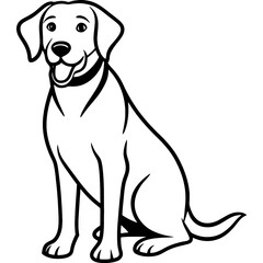 labrador retriever dog black line art vector, Simple bold outline Design vector icon with white background. Pet animal vector 