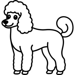 poodle dog black line art vector, Simple bold outline Design vector icon with white background. Pet animal vector 