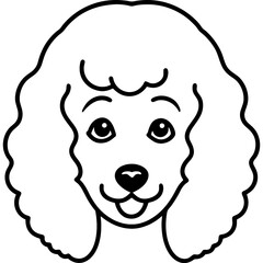 poodle dog black line art vector, Simple bold outline Design vector icon with white background. Pet animal vector 