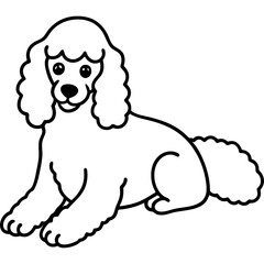 poodle dog black line art vector, Simple bold outline Design vector icon with white background. Pet animal vector 