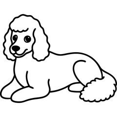 poodle dog black line art vector, Simple bold outline Design vector icon with white background. Pet animal vector 