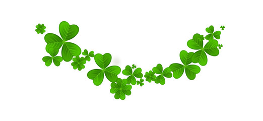 Realistic shamrock wreath element. Round clover frame. Green leaves