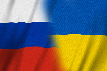 Ukrainian and Russian flag background