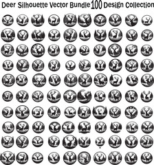 Deer Silhouette Vector Bundle 100 Design Collection