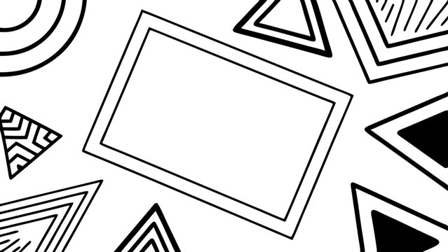 Abstract geometric background featuring various shapes and a blank rectangle for customization.
