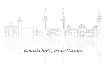 Obraz premium Outline Skyline panorama of city of Nouakchott, Mauritania - vector illustration