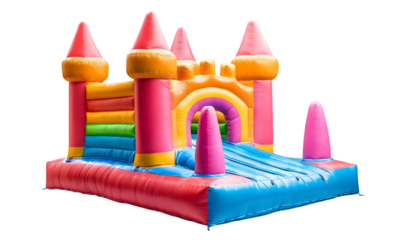 Colourful bouncy castle for kid on transparent or white background