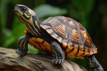 Fototapeta premium Wood Turtle: A Majestic Reptile Embracing Nature's Beauty in the Wild