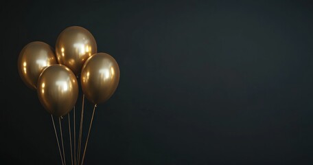 Gold Balloons Against Dark Background