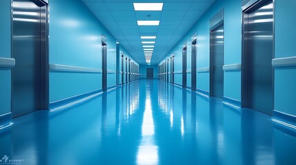 Clean and sterile medical corridor design high resolution wallpaper