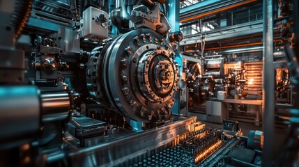 Fototapeta premium Industrial Factory Machinery Featuring Precision Manufacturing Components and Tools