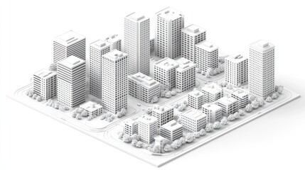 Isometric city model, urban planning, development