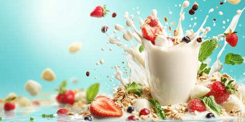 Milk splash food banner