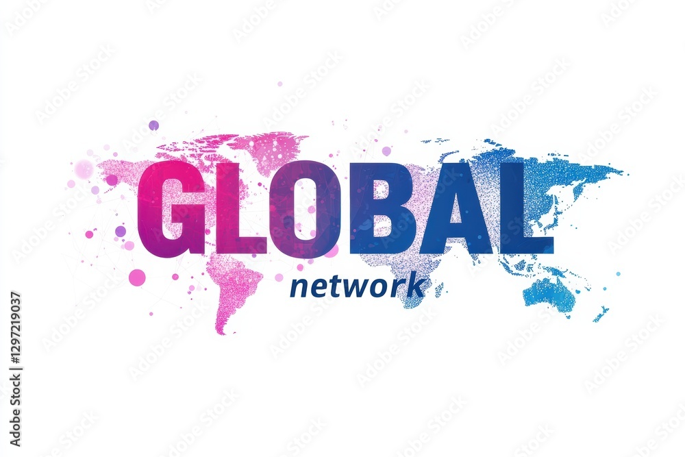 Poster creative graphic layout featuring a global network concept with colorful world map
