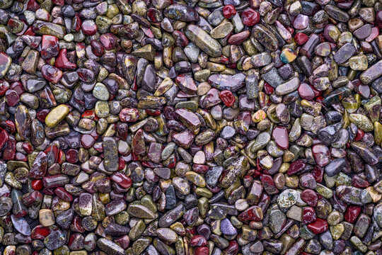 Top view polished gravel dragon blood jasper 