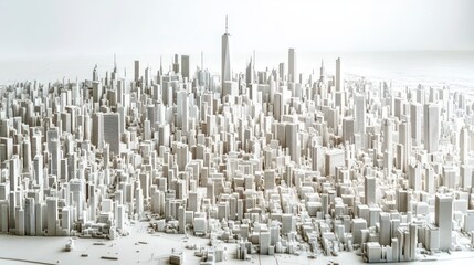 Fototapeta premium White cityscape model, urban planning, architectural design, future city