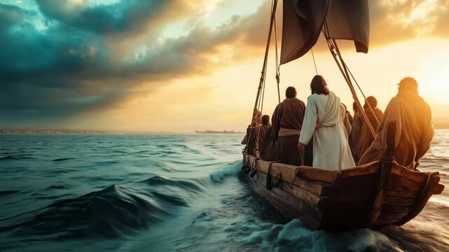 Witness the miraculous moment when jesus calmed the galilee storm, leaving disciples in awe
