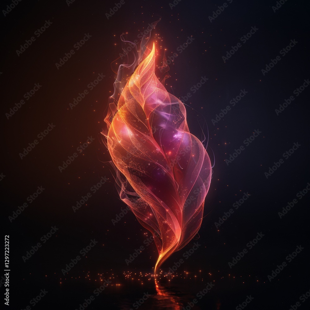 Poster abstract fiery flames: dynamic spiral elements and glowing colors in mystical digital design backgro