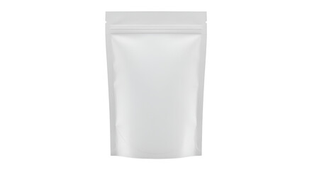 White stand up zipper pouch mockup on a transparent white PNG