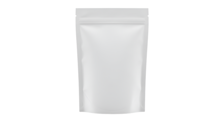 White stand up zipper pouch mockup on a transparent white PNG