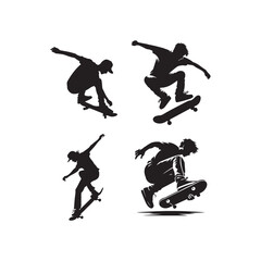 skateboard silhouette vector logo design collection