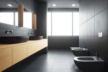 Modern Bathroom Interior Design, Bright Daylight, Clean Look, Ideal for Catalog or Brochure