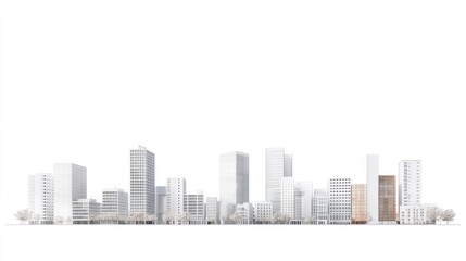 Fototapeta premium Modern Cityscape, Clean Design, Architecture, White Background, for Presentation, Illustration, Mockup