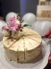 beautiful cake with flowers
