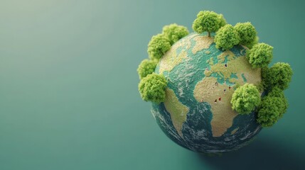 Green Earth, trees, environmental protection, global, background,  sustainability concept, stock photo