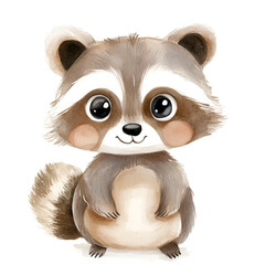 Raccoon watercolor clipart isolated 