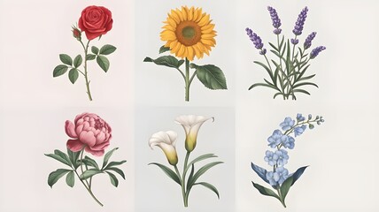 A very beautiful design. flowers with branches and leaves