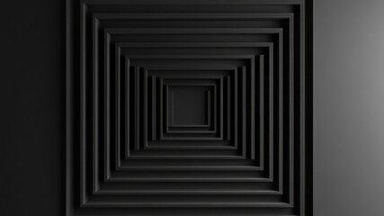 Endless Black Geometric Tunnel With Layered Squares In Abstract Minimalist Design